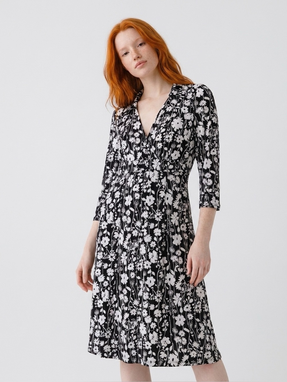 Motherhood Maternity Black and White Floral Wrap Dress